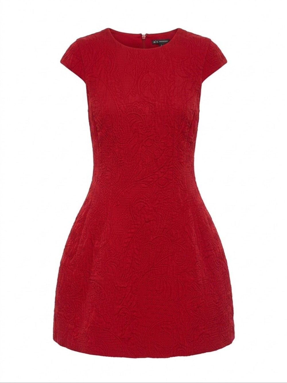 A/X Armani Exchange Red Textured Cap-Sleeve Mini Dress 00